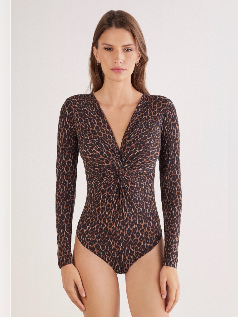 NWT Intimissimi Sensual Attitude Modal Long Sleeve Bodysuit size M leopard print